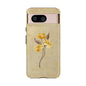 Minimal Vintage Floral Phone Case – Yellow Flower on Beige | iPhone, Samsung & Pixel