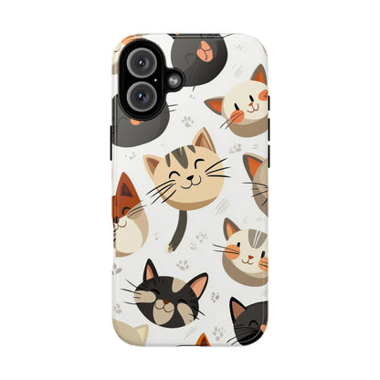 Cute Cat Faces Phone Case – Kawaii Anime Style for iPhone, Samsung & Google Pixel, Fun and Playful Cat Design