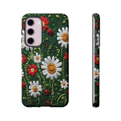 Knitted Pattern With Diamonds And Festive Motifs On Navy phone case design.