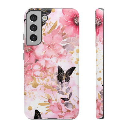 Pink Blossom & Gold Butterfly Mobile Case