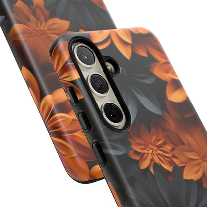 Orange & Black 3D Floral Mobile Case