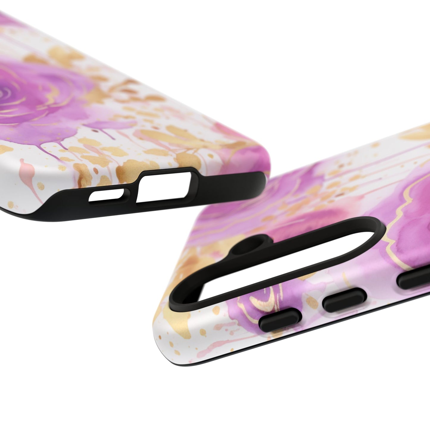 Elegant Purple-Gold Watercolor Rose Mobile Case
