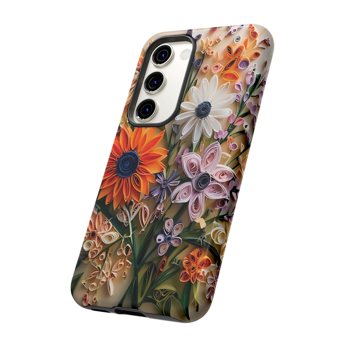 Intricate Quilled Floral Artwork In Vibrant Colors phone case design.
