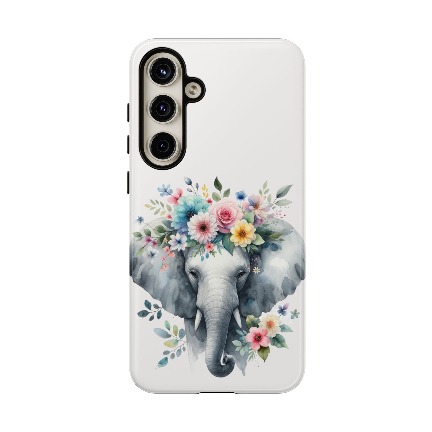 Floral Crown Elephant Mobile Cover – Elegant Watercolor Art