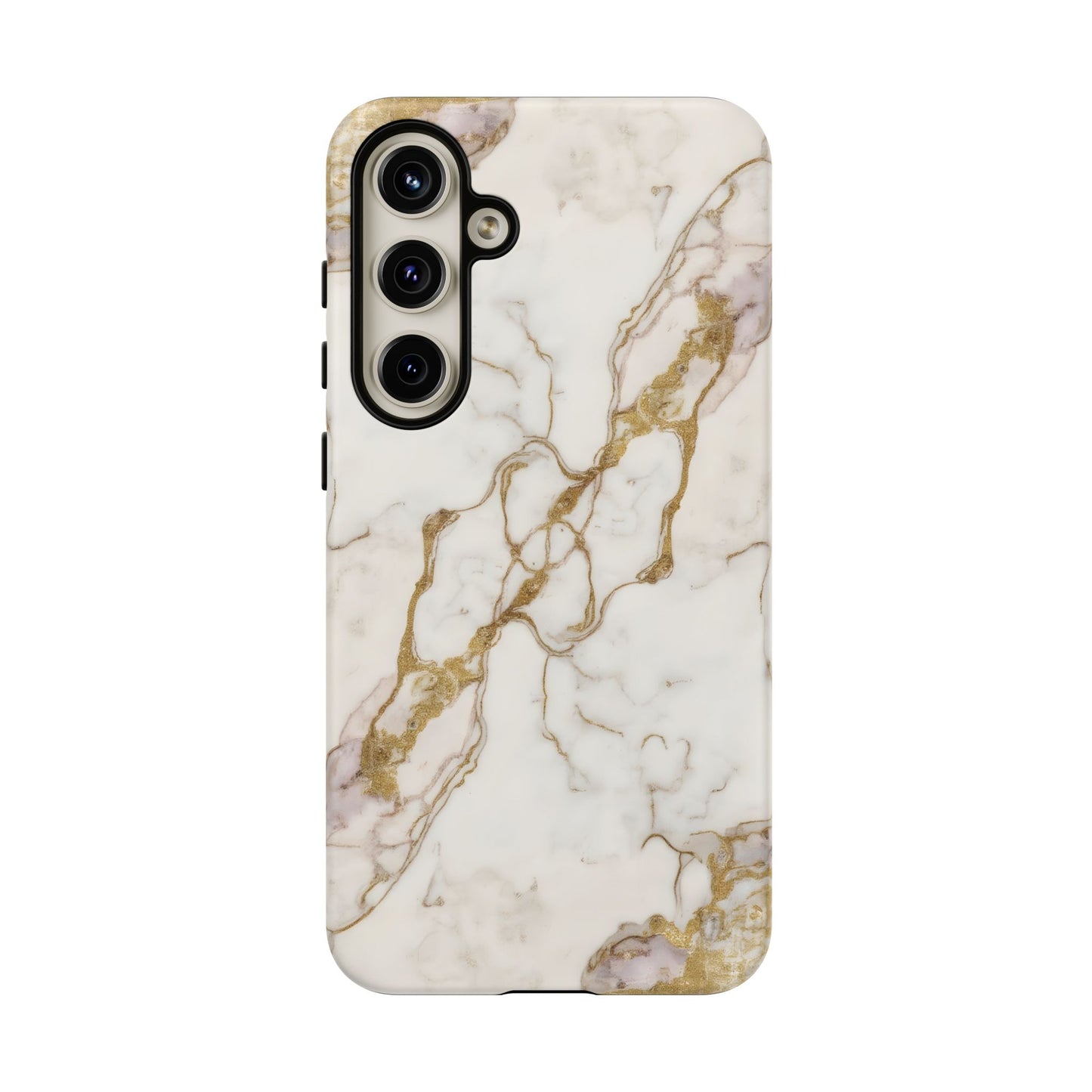 Elegant White and Gold Marble Case Design