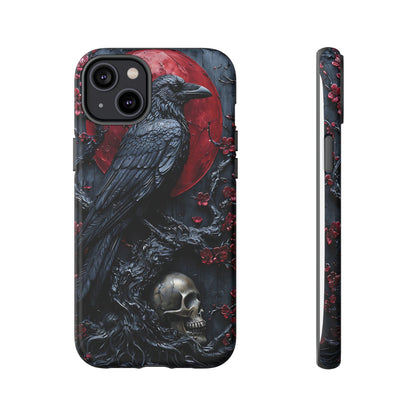 Gothic Sculpture Of Raven On Charcoal Tree Branch phone case design