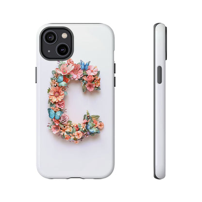 Floral Letter C Phone Case – Personalized Aesthetic Cover for iPhone, Samsung & Google Pixel
