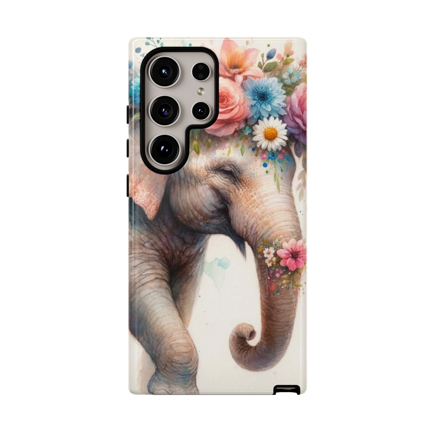 Joyful Floral Elephant Mobile Cover – Whimsical Watercolor Art