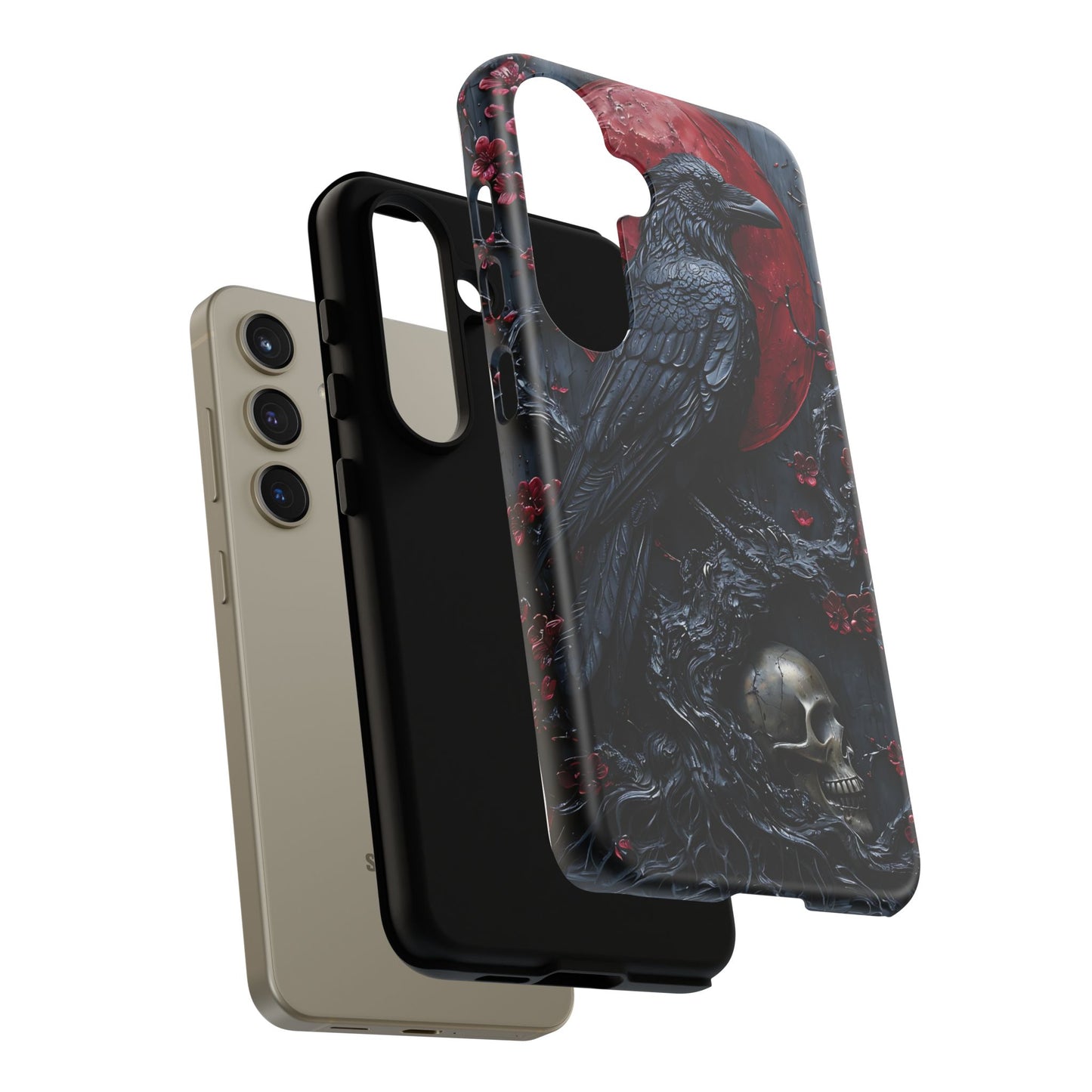 Gothic Sculpture Of Raven On Charcoal Tree Branch phone case design
