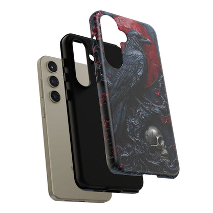 Gothic Sculpture Of Raven On Charcoal Tree Branch phone case design