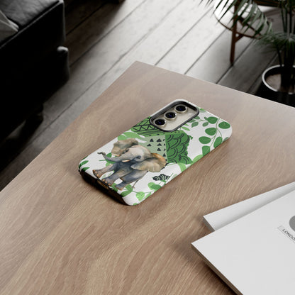 Playful Baby Elephant Mobile Cover – Tropical Boho Art