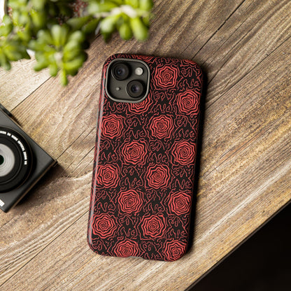 Red roses abstract geometric seamless pattern design