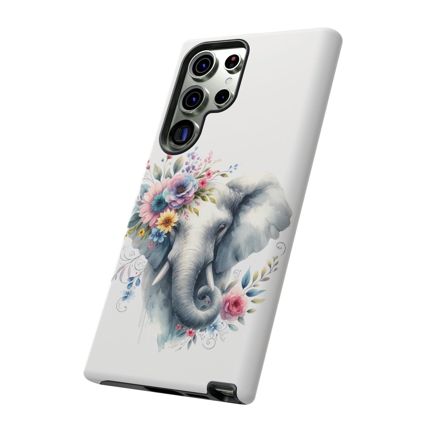 Floral Elephant Mobile Cover – Elegant Watercolor Art