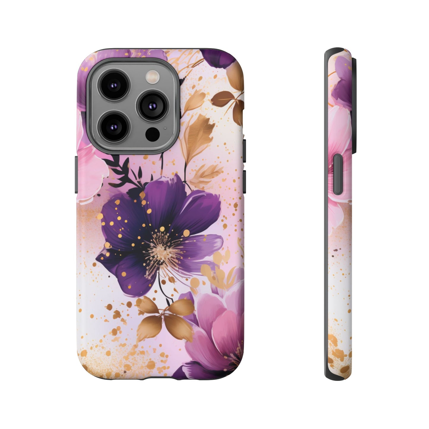 Luxury Purple & Gold Floral Aesthetic Mobile Case