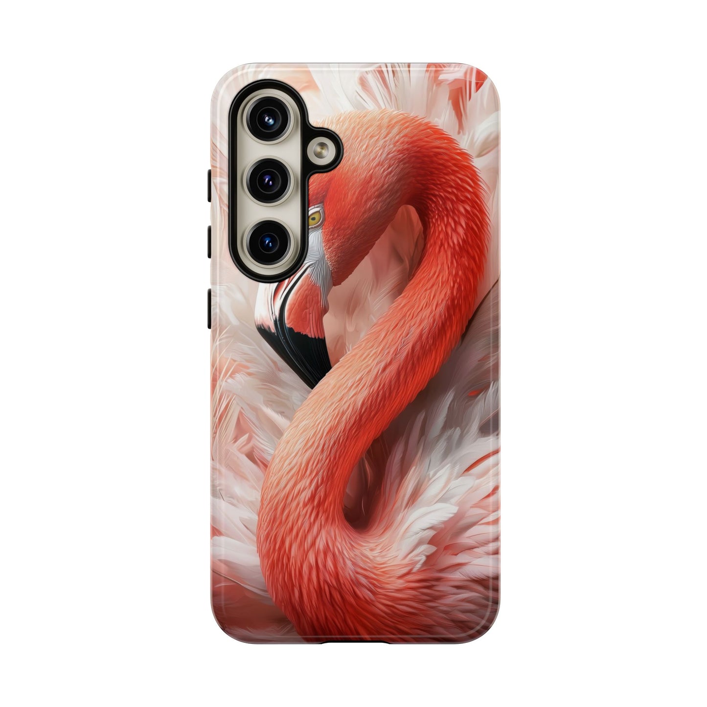 Elegant Flamingo Feather Phone Case for iPhone, Samsung & Google Pixel