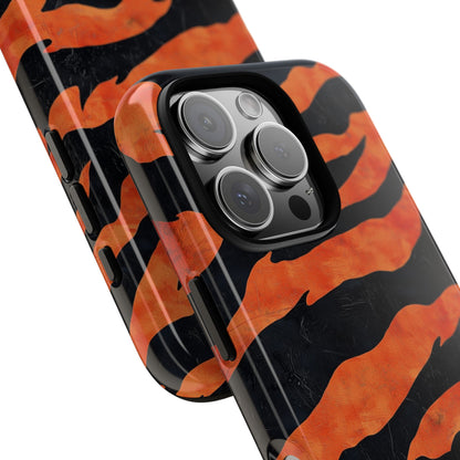Burnt Orange & Black Tiger Stripes Phone Case for iPhone, Samsung & Google Pixel