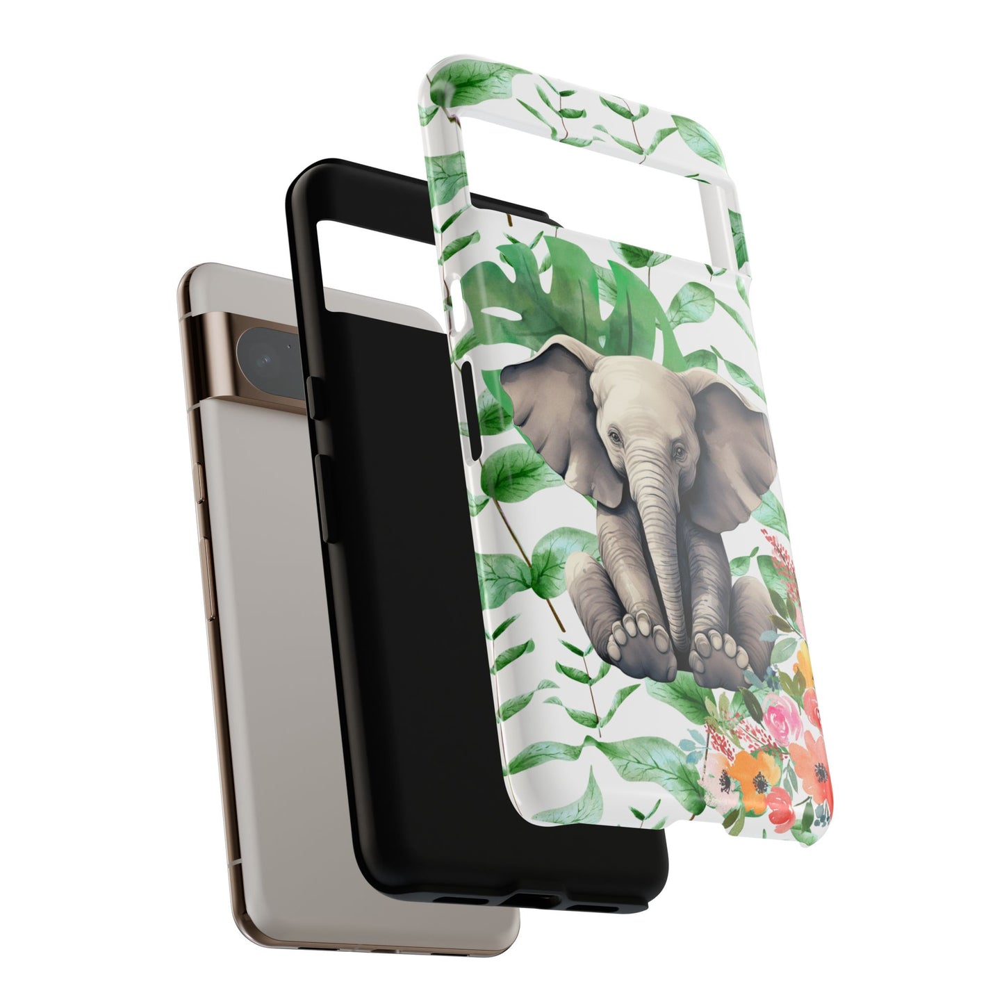 Cute Baby Elephant Mobile Cover – Floral & Tropical Aesthetic
