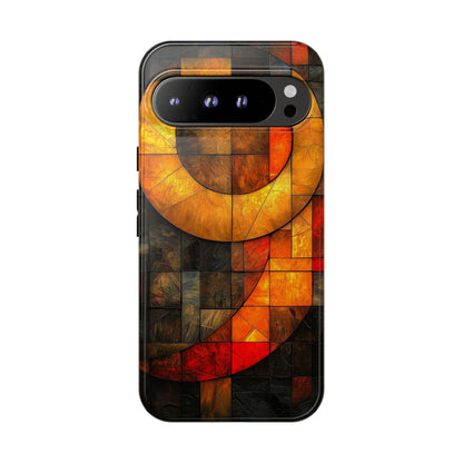Inferno Spiral – Geometric Stained Glass Art Phone Case for iPhone, Samsung & Pixel