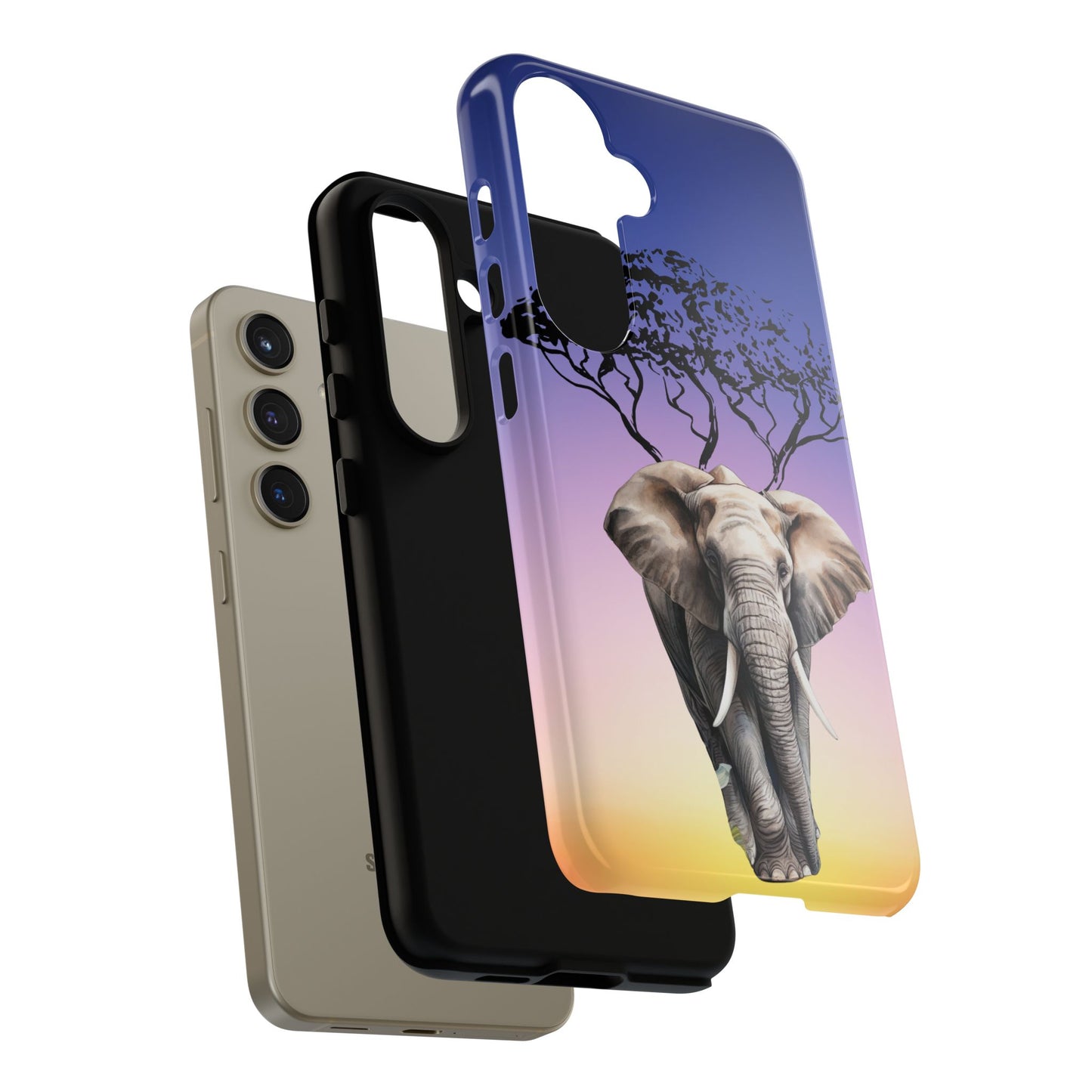 Surreal Elephant Tree Mobile Cover – Dreamy Sunset Fantasy