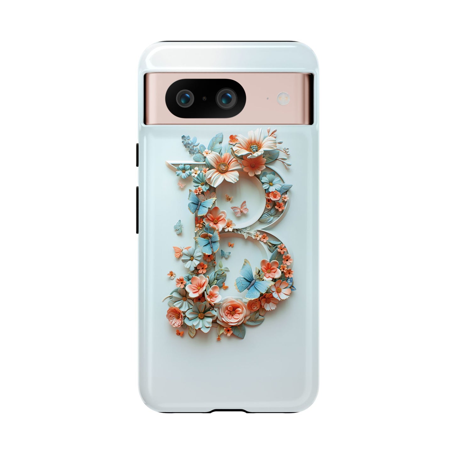 Floral Letter B Phone Case – Personalized Aesthetic Cover for iPhone, Samsung & Google Pixel
