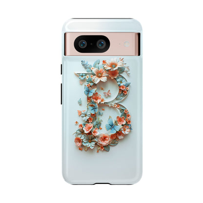 Floral Letter B Phone Case – Personalized Aesthetic Cover for iPhone, Samsung & Google Pixel