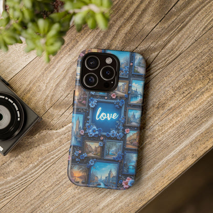 Blue Floral Love Frame Phone Case