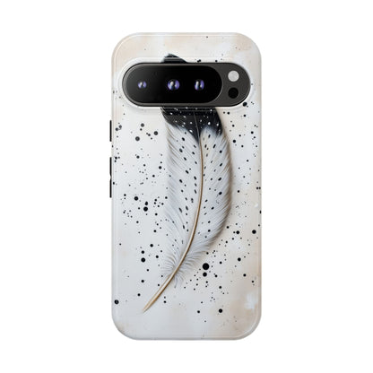 Elegant Owl Feather Phone Case – Black & White for iPhone, Samsung & Google Pixel