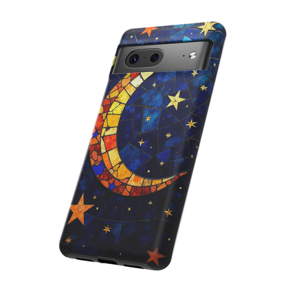 Celestial Crescent: Vibrant Moon and Stars Phone Case