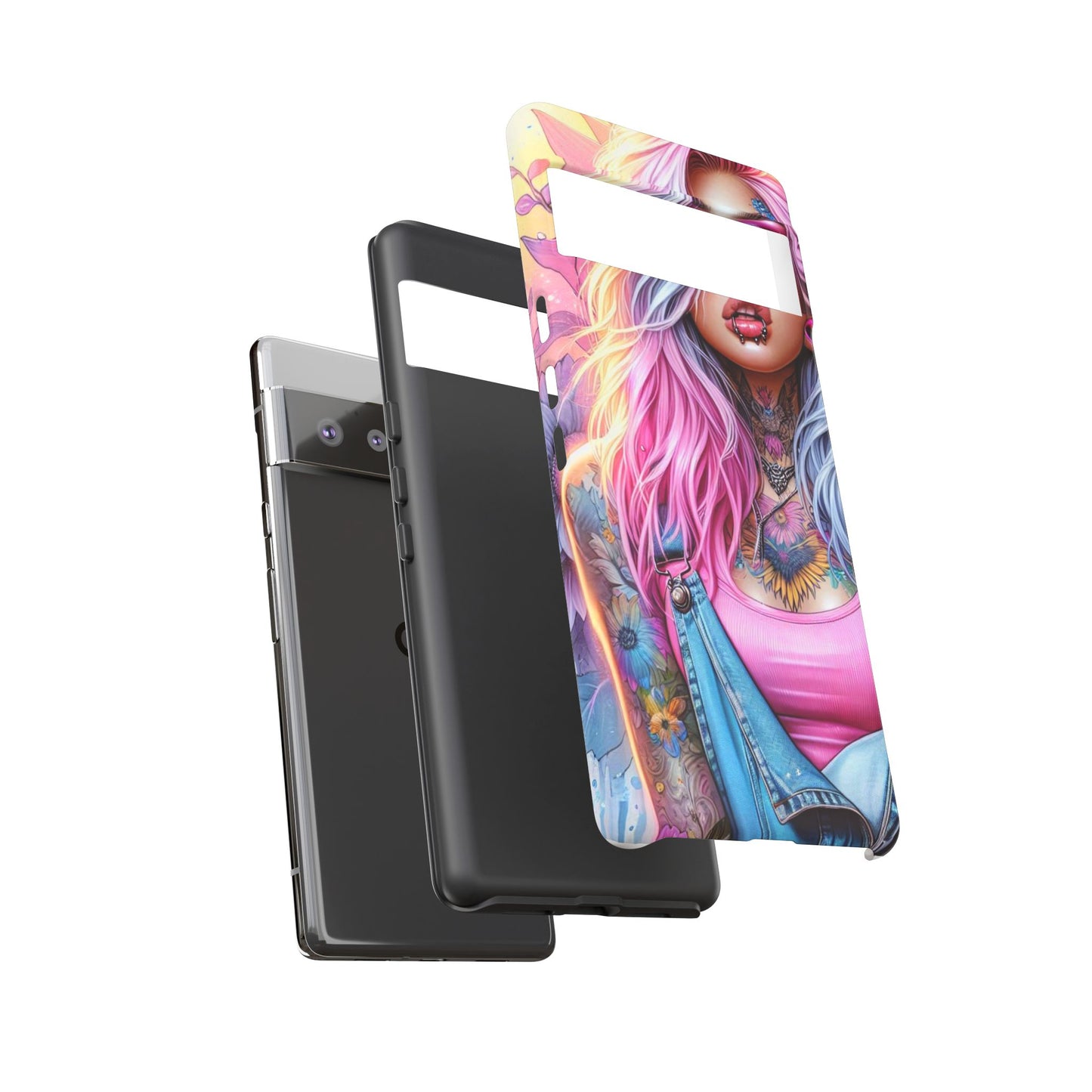 Sunset Glow – Pastel Punk & Floral Ink Mobile Cover