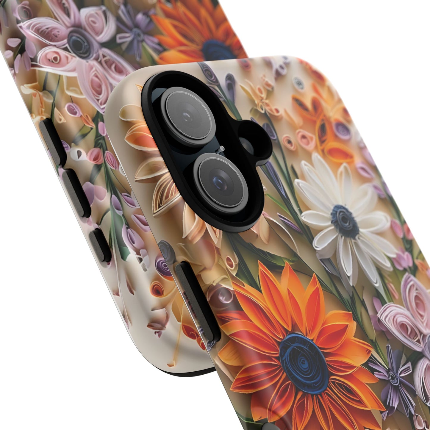Intricate Quilled Floral Artwork In Vibrant Colors phone case design.