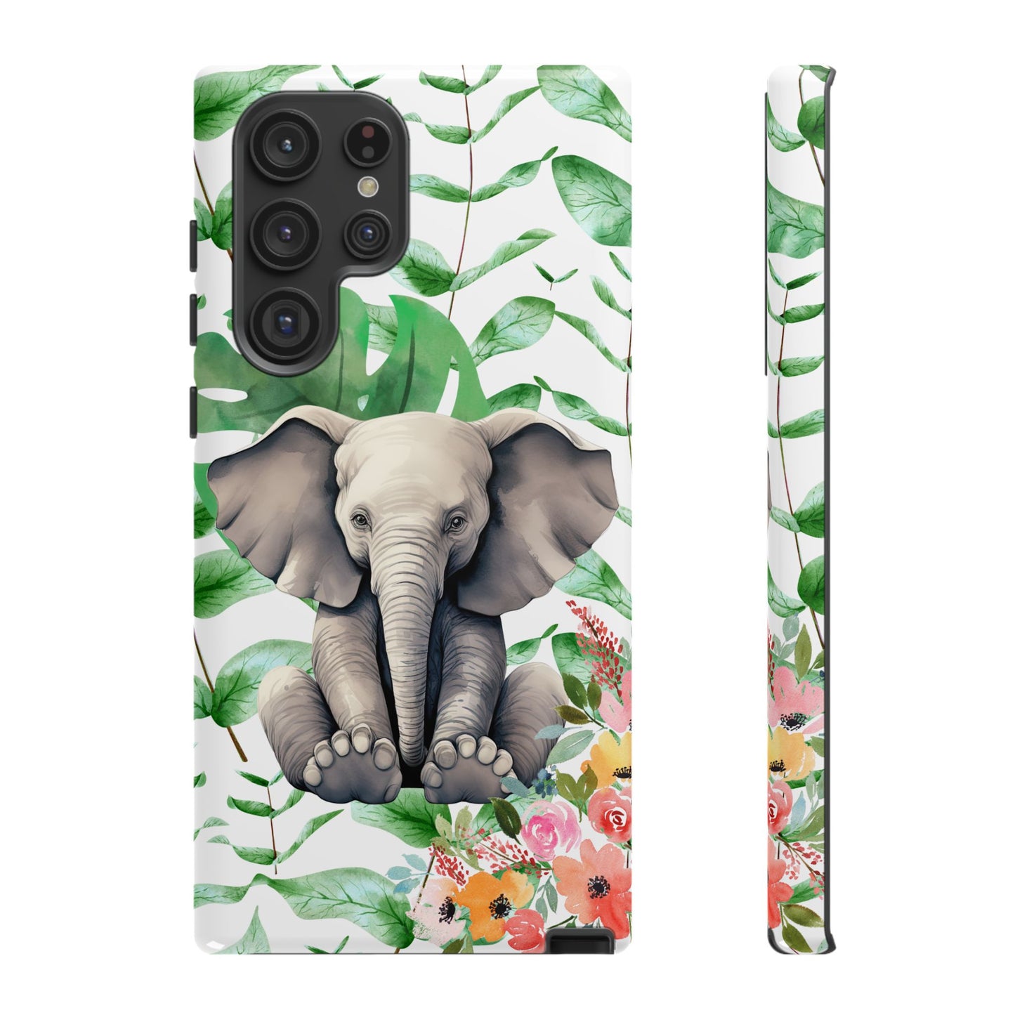 Cute Baby Elephant Mobile Cover – Floral & Tropical Aesthetic