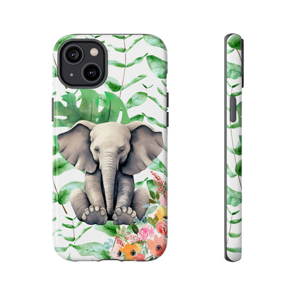 Cute Baby Elephant Mobile Cover – Floral & Tropical Aesthetic