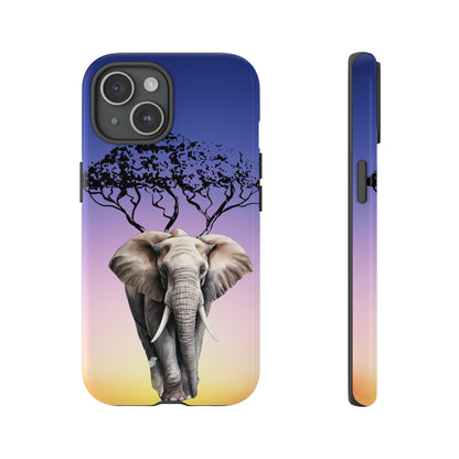 Surreal Elephant Tree Mobile Cover – Dreamy Sunset Fantasy