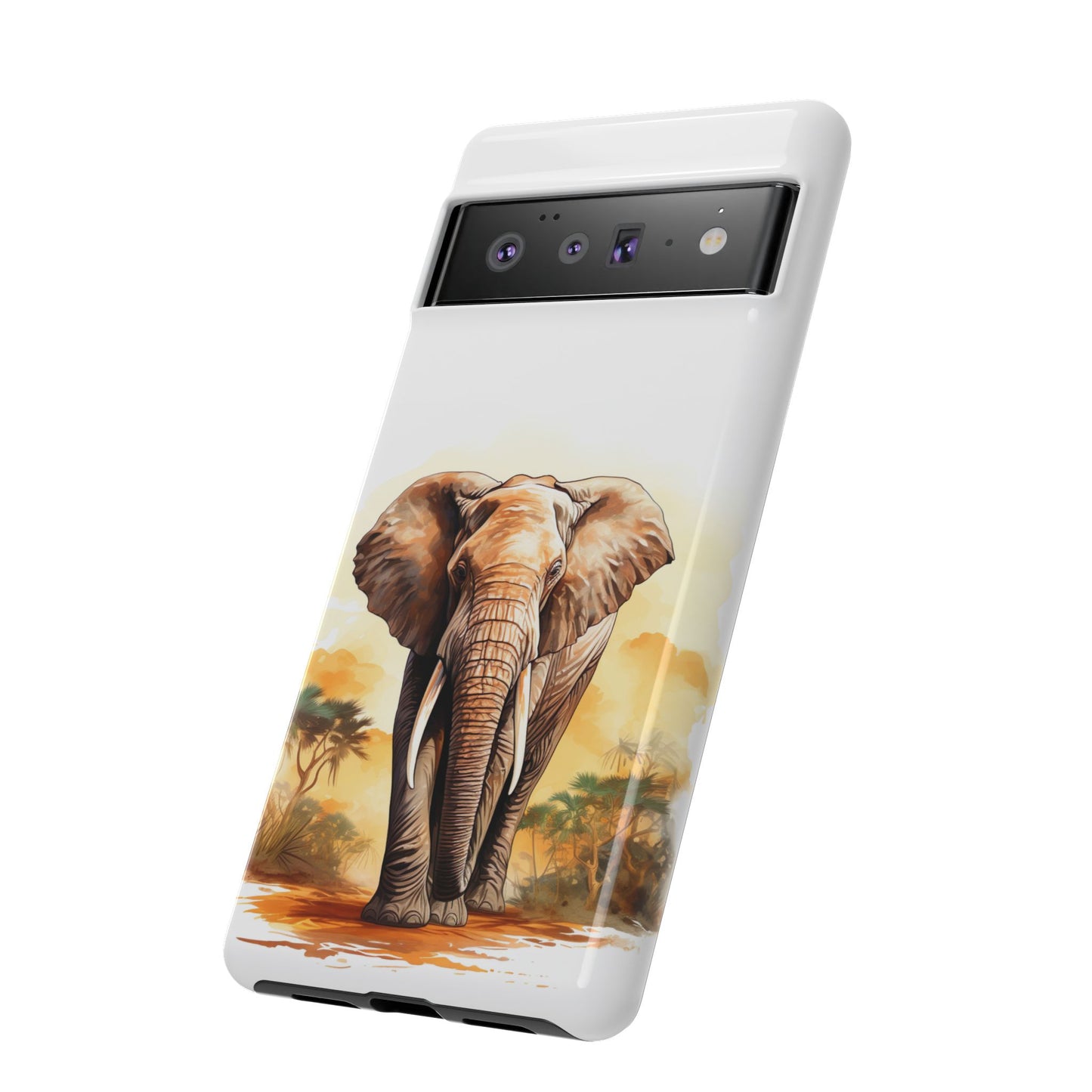 Safari Elephant Watercolor Mobile Cover – Majestic Wildlife Art