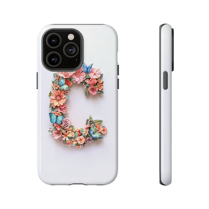 Floral Letter C Phone Case – Personalized Aesthetic Cover for iPhone, Samsung & Google Pixel