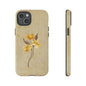 Minimal Vintage Floral Phone Case – Yellow Flower on Beige | iPhone, Samsung & Pixel