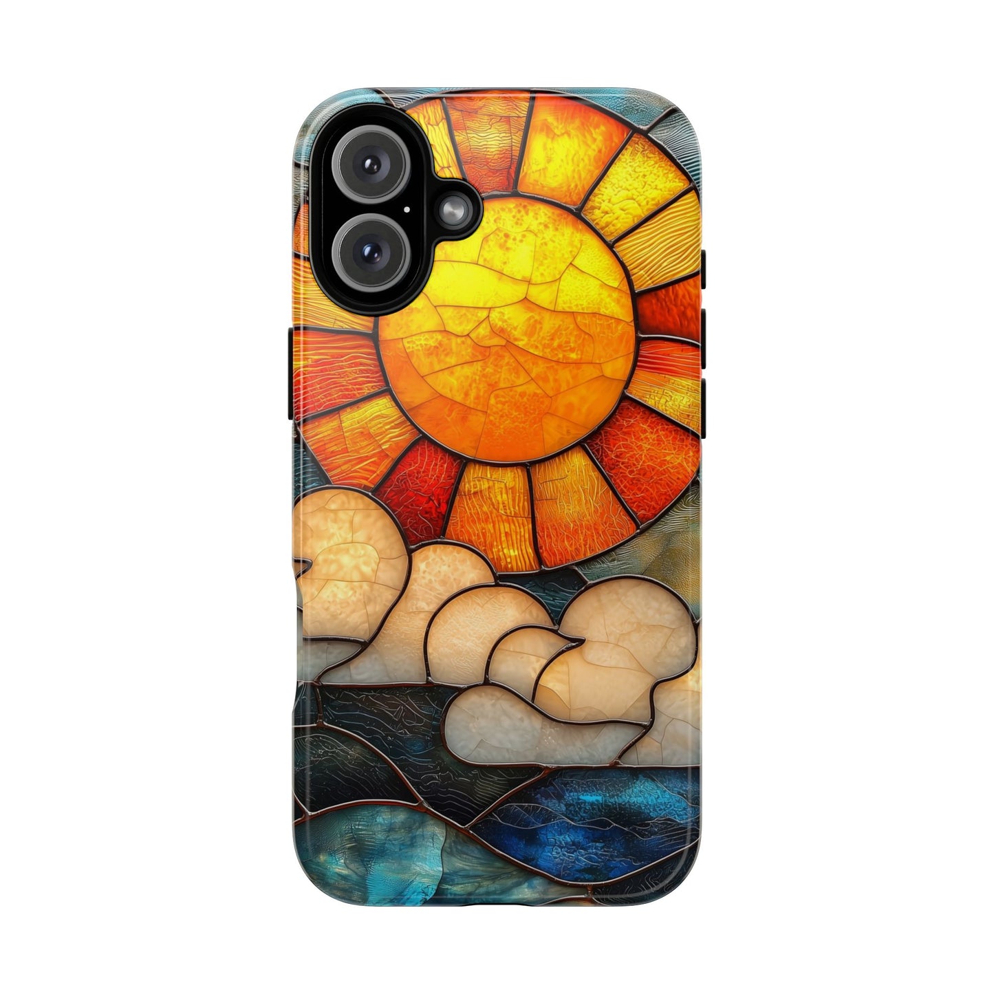 Modern Stained Glass Phone Case – Warm Tones & Abstract Landscape for iPhone, Samsung & Pixel