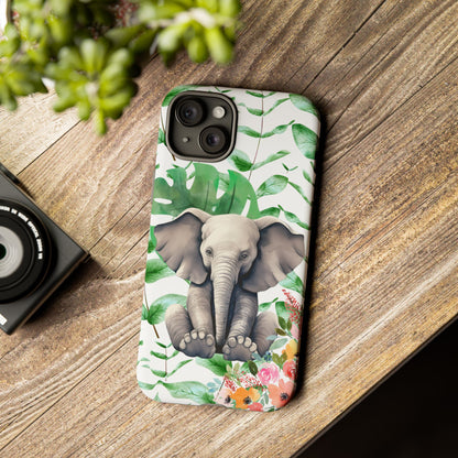 Cute Baby Elephant Mobile Cover – Floral & Tropical Aesthetic