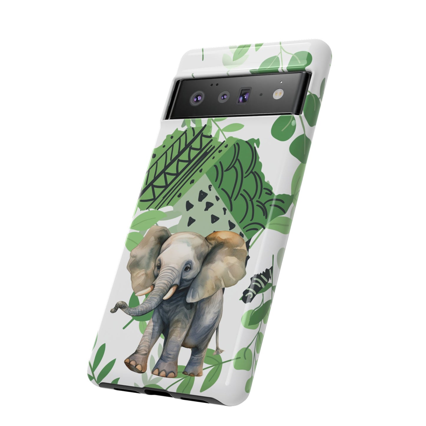 Playful Baby Elephant Mobile Cover – Tropical Boho Art