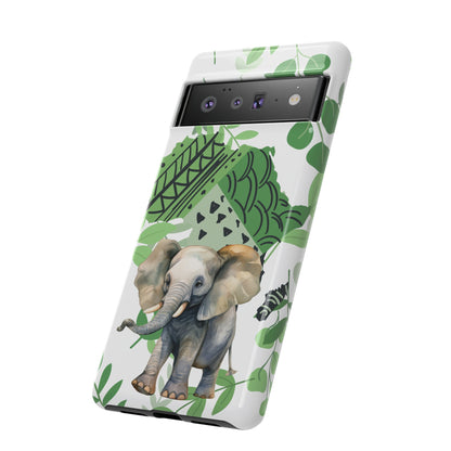 Playful Baby Elephant Mobile Cover – Tropical Boho Art