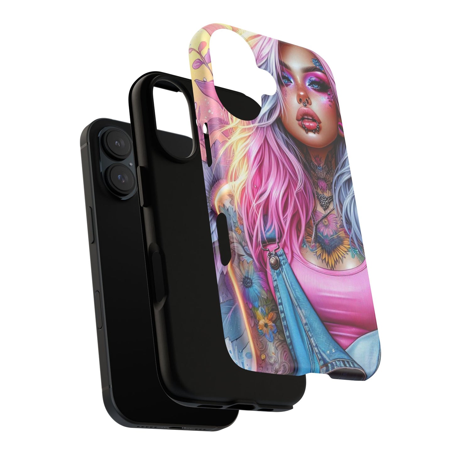 Sunset Glow – Pastel Punk & Floral Ink Mobile Cover