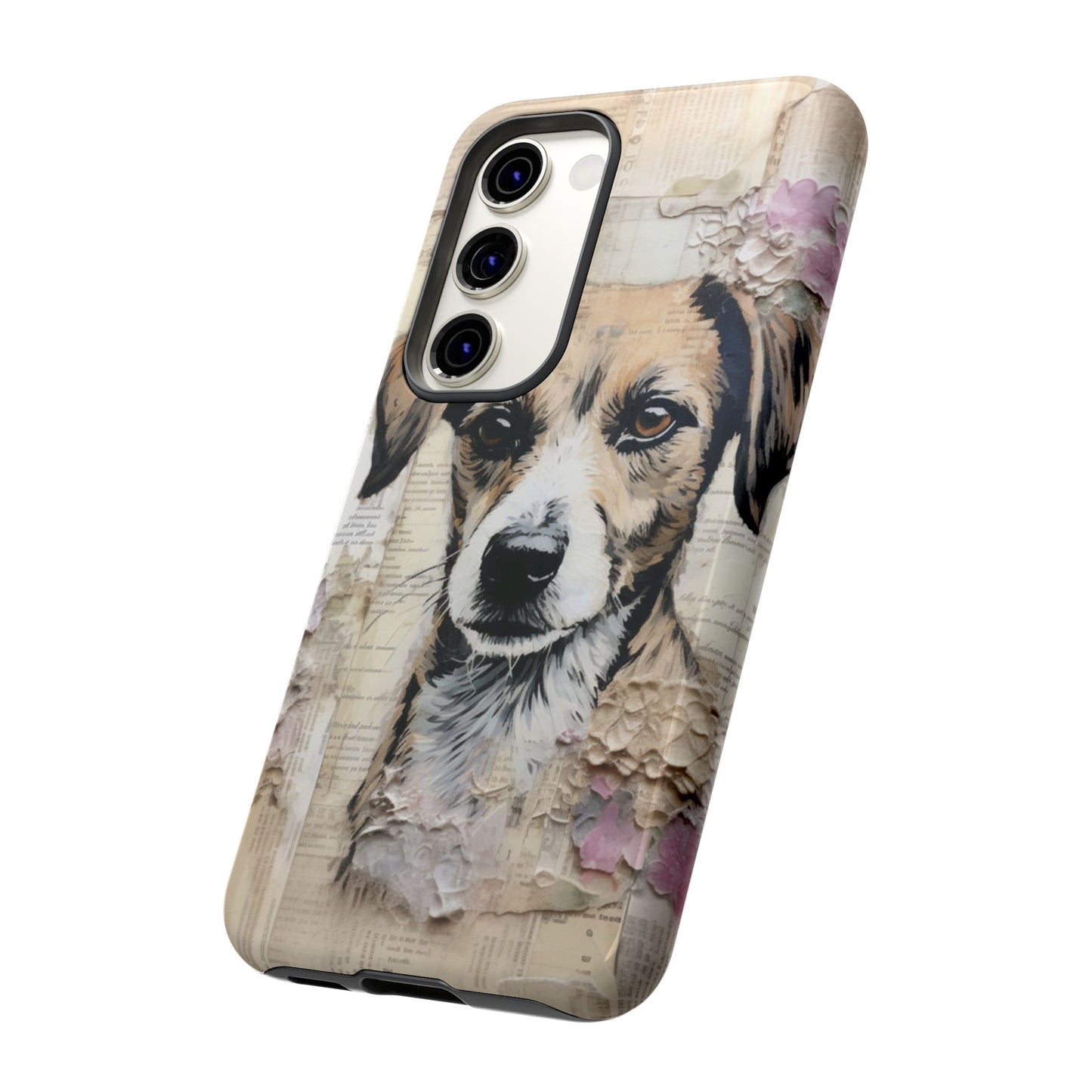 Vintage Collage Dog Portrait Mobile Cover – Artistic Mixed Media Design