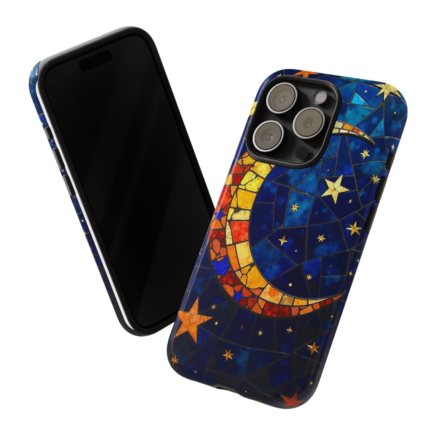 Celestial Crescent: Vibrant Moon and Stars Phone Case