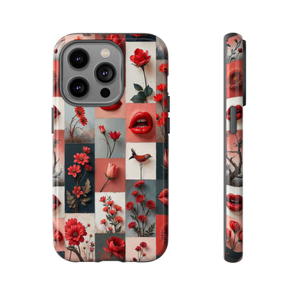 Red Flowers & Lips Collage Phone Case