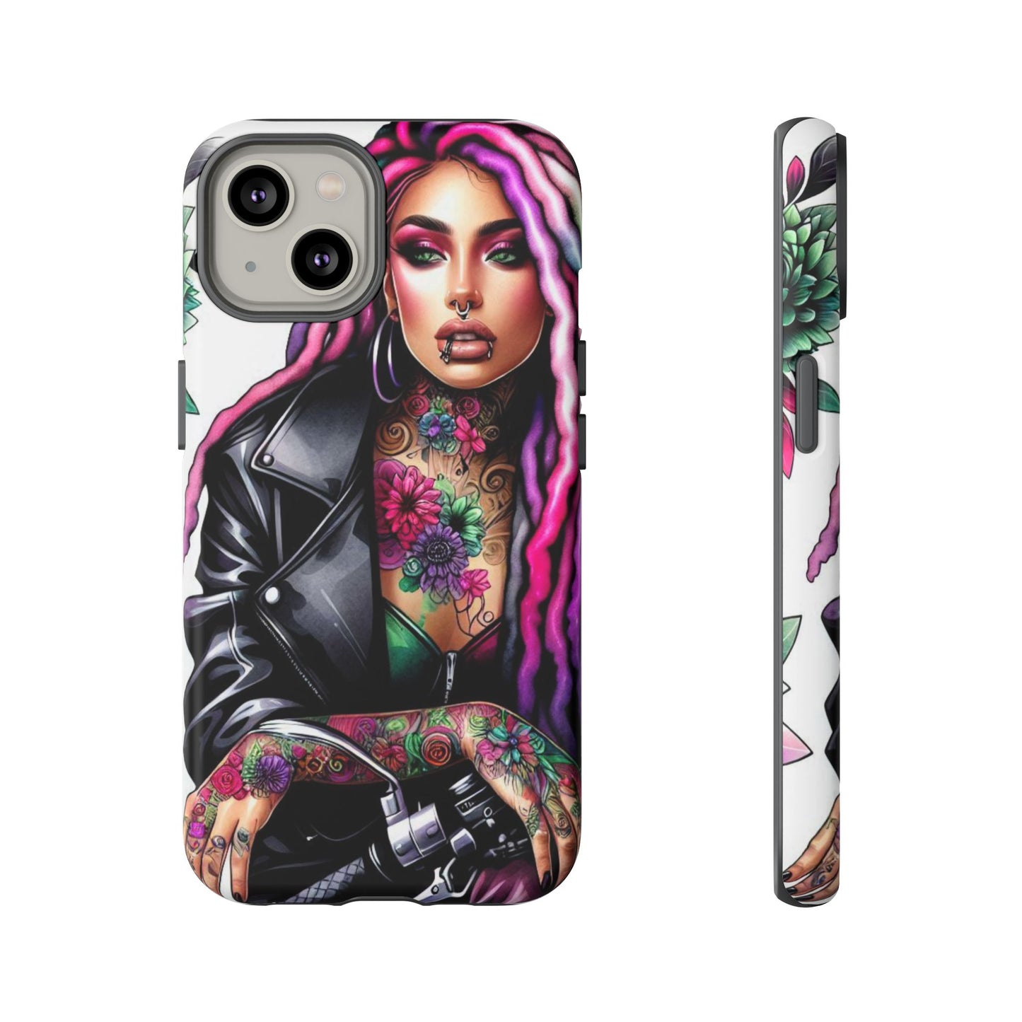 Neon Rebel – Vibrant Biker Queen Mobile Cover