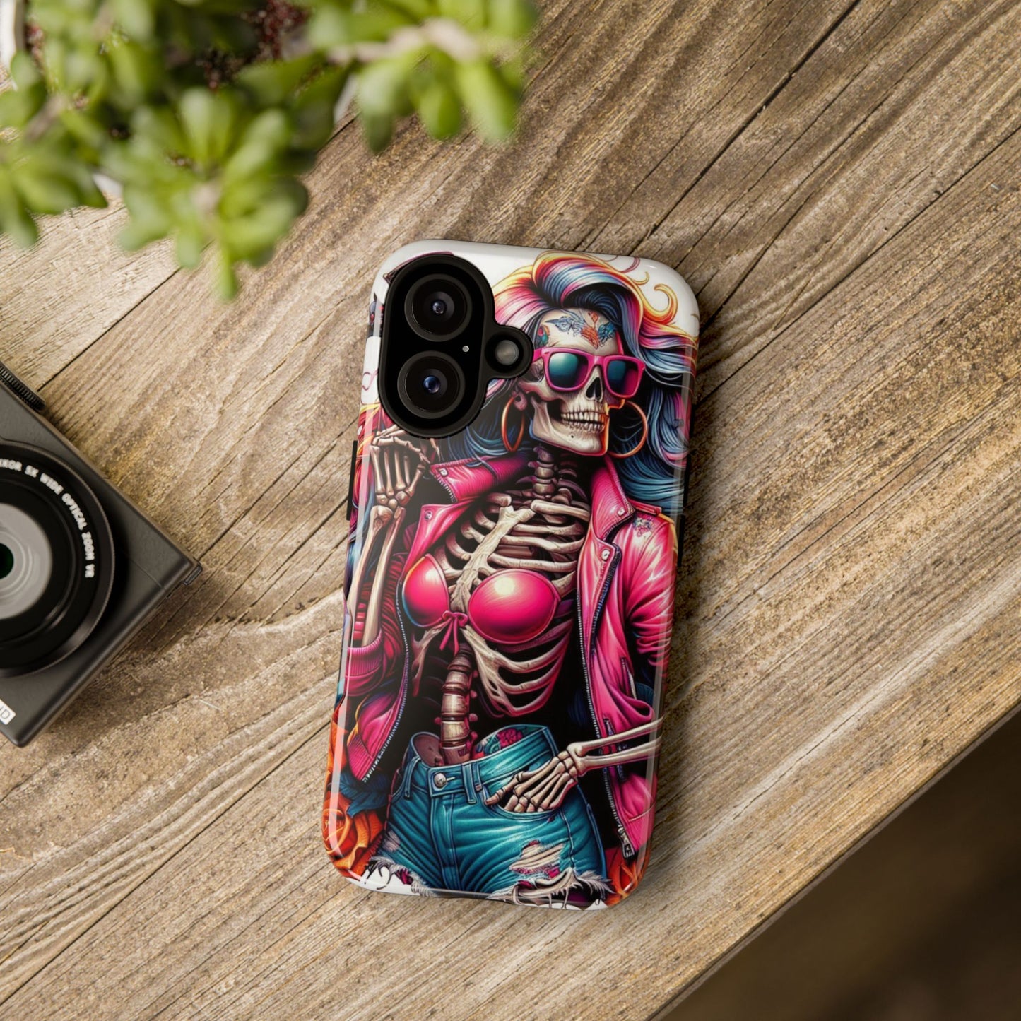 Neon Bones – Retro Skeleton & Vibrant Punk Aesthetic Mobile Cover