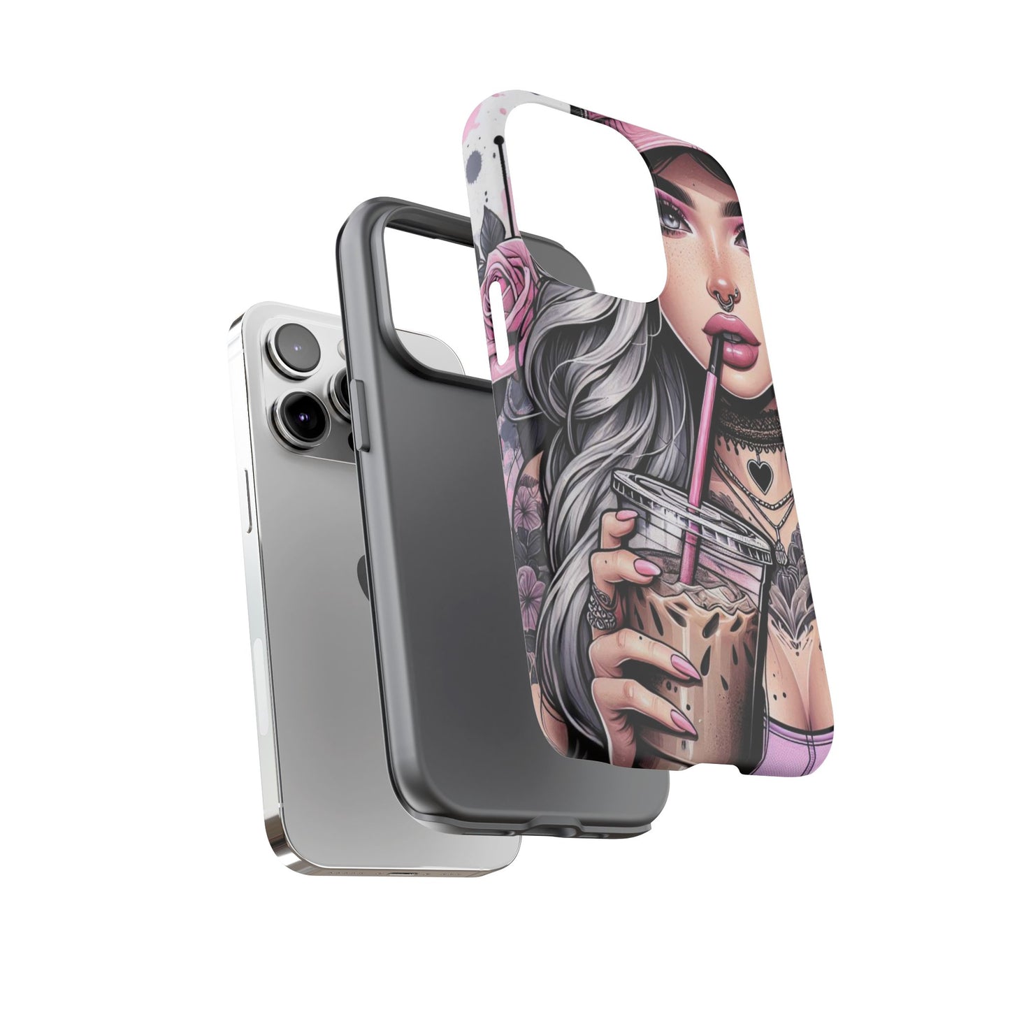 Pink Aesthetic Rebel – Iced Coffee & Inked Beauty Mobile Cover