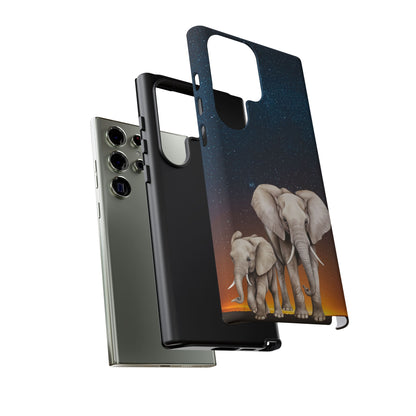 Starry Safari Elephant Family Mobile Cover – Cosmic Wildlife Aesthetic