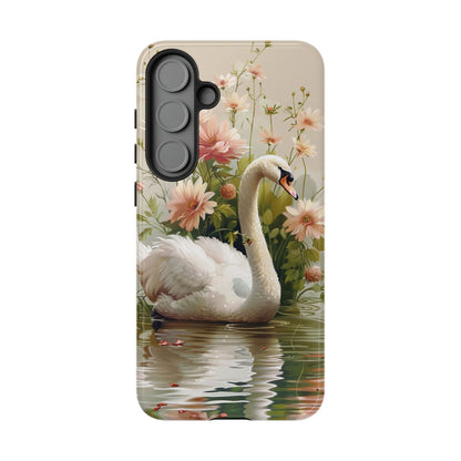 Floral Swan Phone Case – Bird Phone Case, Elegant & Protective for iPhone, Samsung & Google Pixel