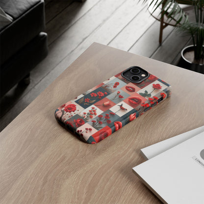Red Flowers & Lips Collage Phone Case
